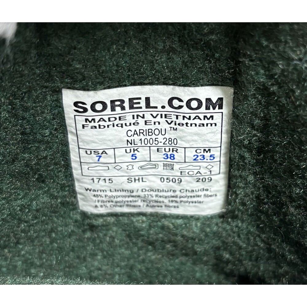 Sorel Caribou Waterproof Handcrafted Mid Calf Insulated Snow Boots Womens Size 7 - Picture 8 of 8